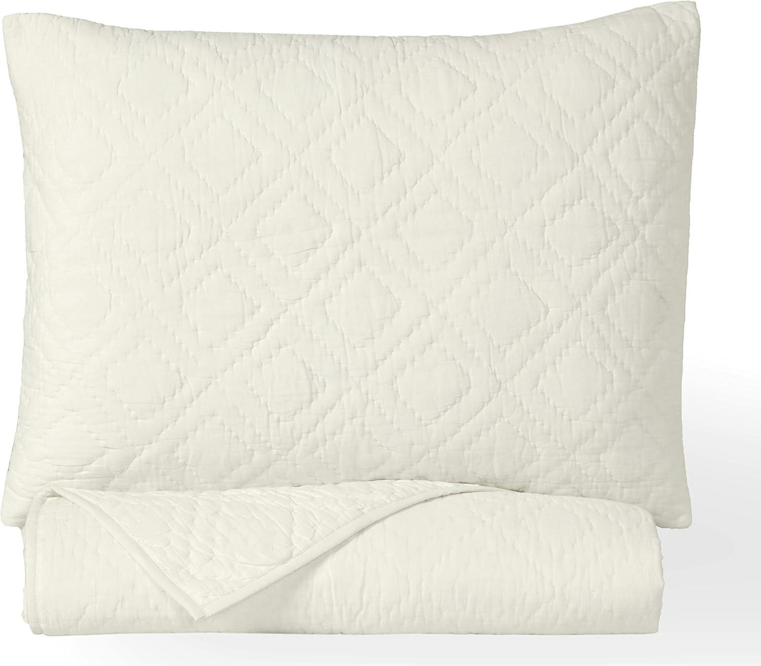 Elegant Ivory Twin/Twin-XL 100% Cotton Hand-Quilted Comfort Set