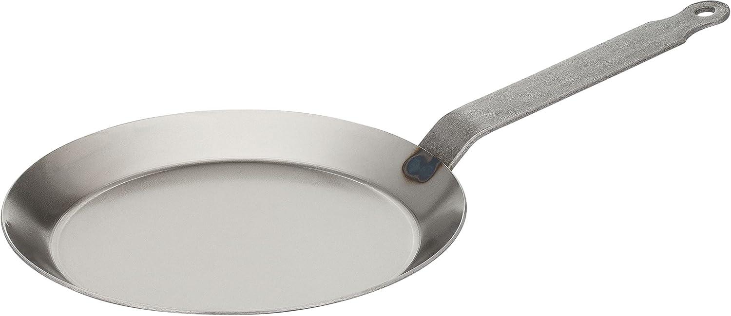 9.5-Inch Gray Carbon Steel Crepe Pan with Iron Handle