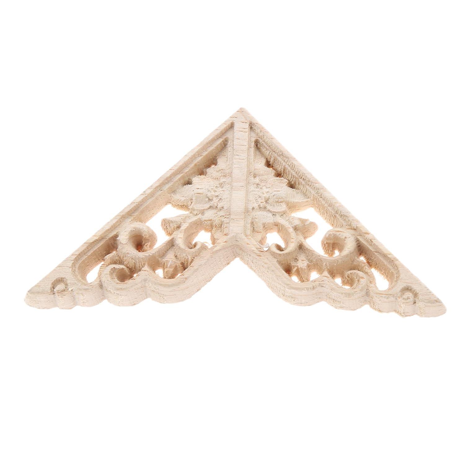 MUXSAM Wooden Decorative Appliques Onlays, 4-Pack Unpainted Wood Caravings Decals Inlays Overlays Corners Decor for Cabinet Dresser Cupboard Mirrors Walls Doors DIY Craft Project, 15x15cm/5.91"x5.91"