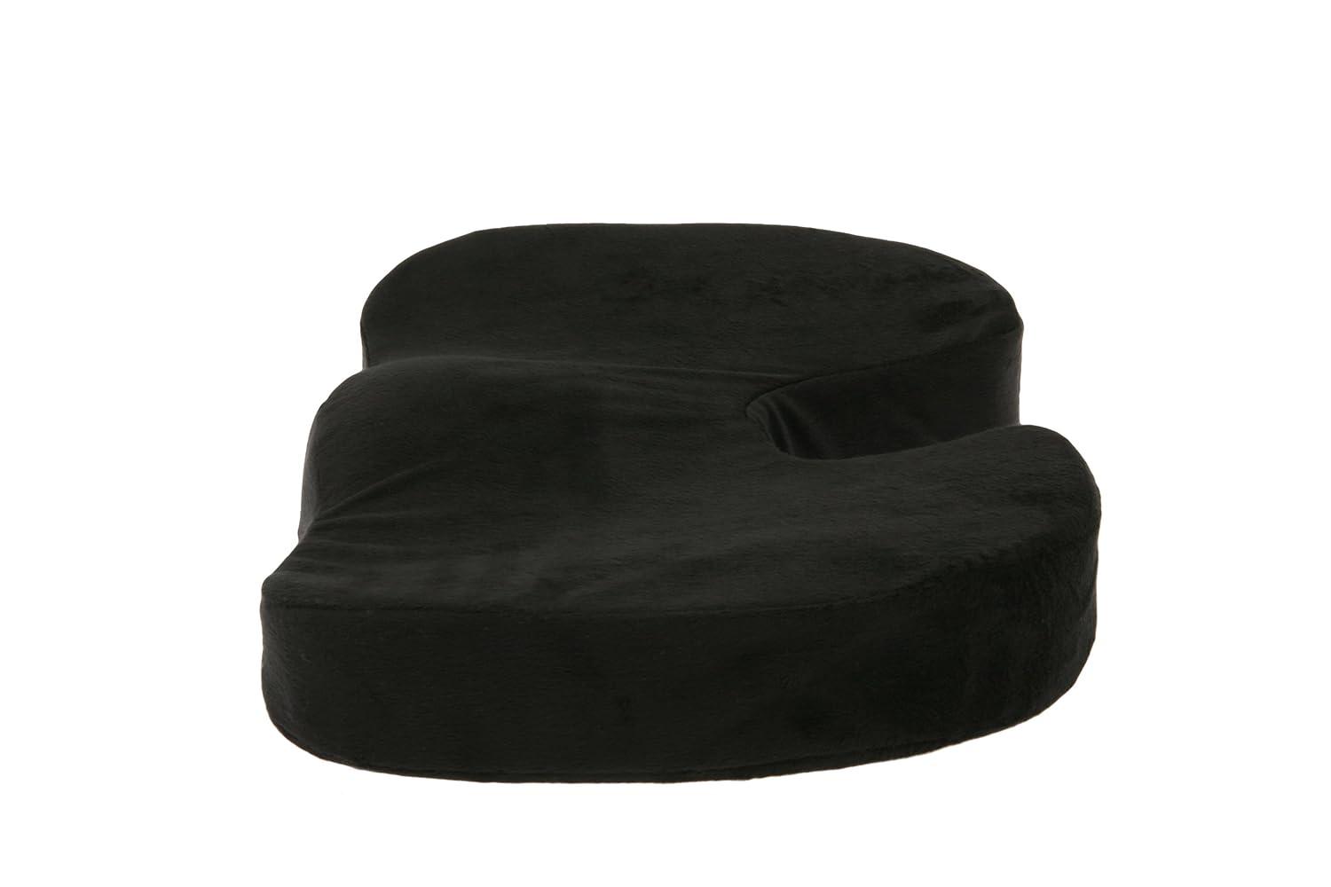 Deluxe Comfort Coccyx Orthopedic Memory Foam – Tailbone Support – Great for Car or Office – Seat Cushion, Black