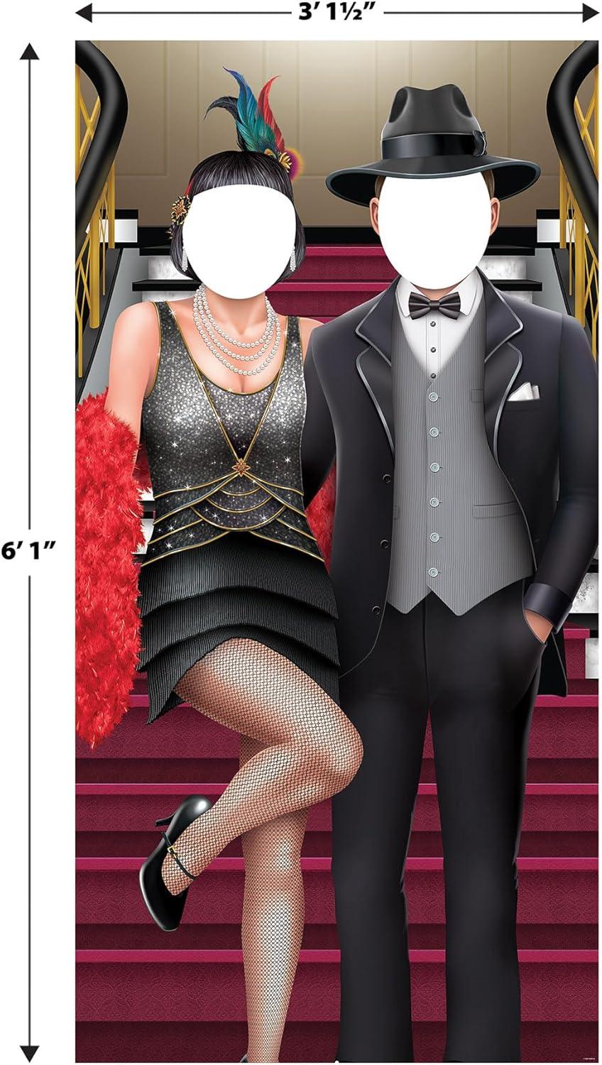 Roaring 20's Couple Photo Prop Stand-Up in Black and White