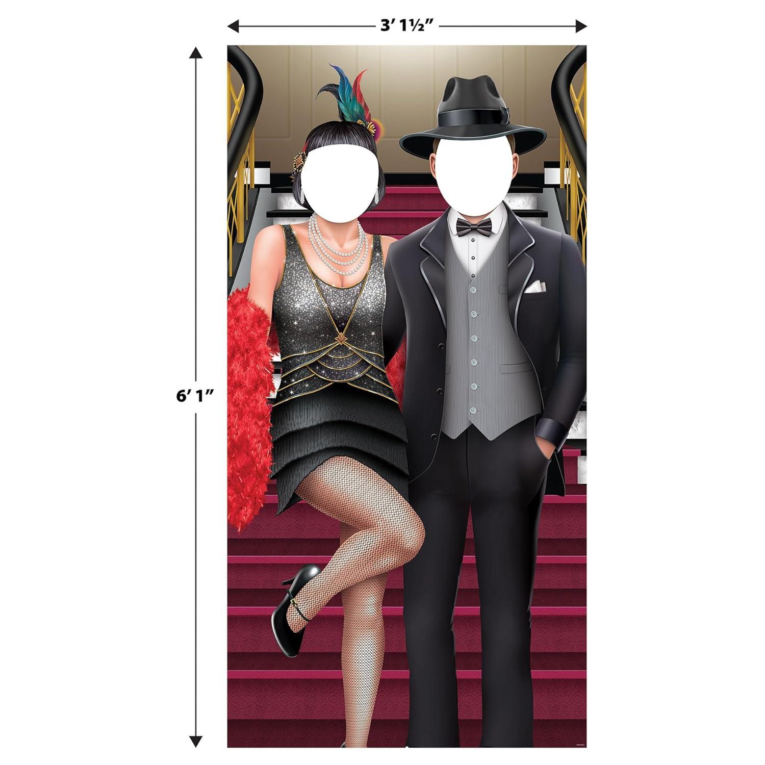 Roaring 20's Couple Photo Prop Stand-Up in Black and White