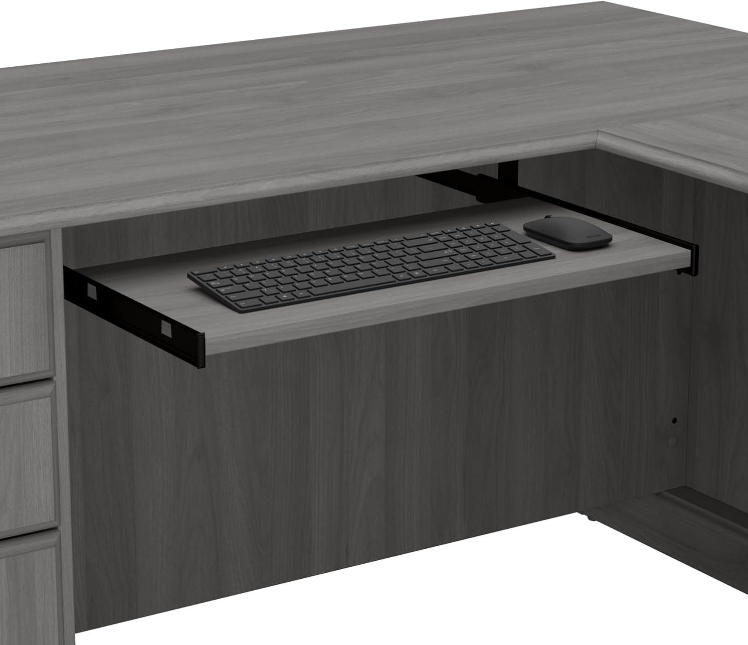 Bush Furniture Saratoga L Shaped Computer Desk with Drawers, Gray