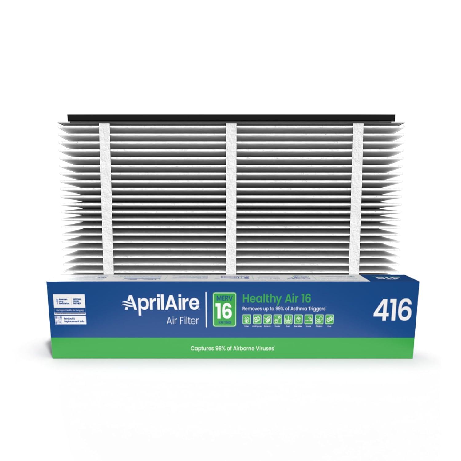 Aprilaire - 416 A2 416 Replacement Air Filter for Whole Home Air Purifiers, Allergy, Asthma, & Virus Filter, MERV 16, (Pack of 2)