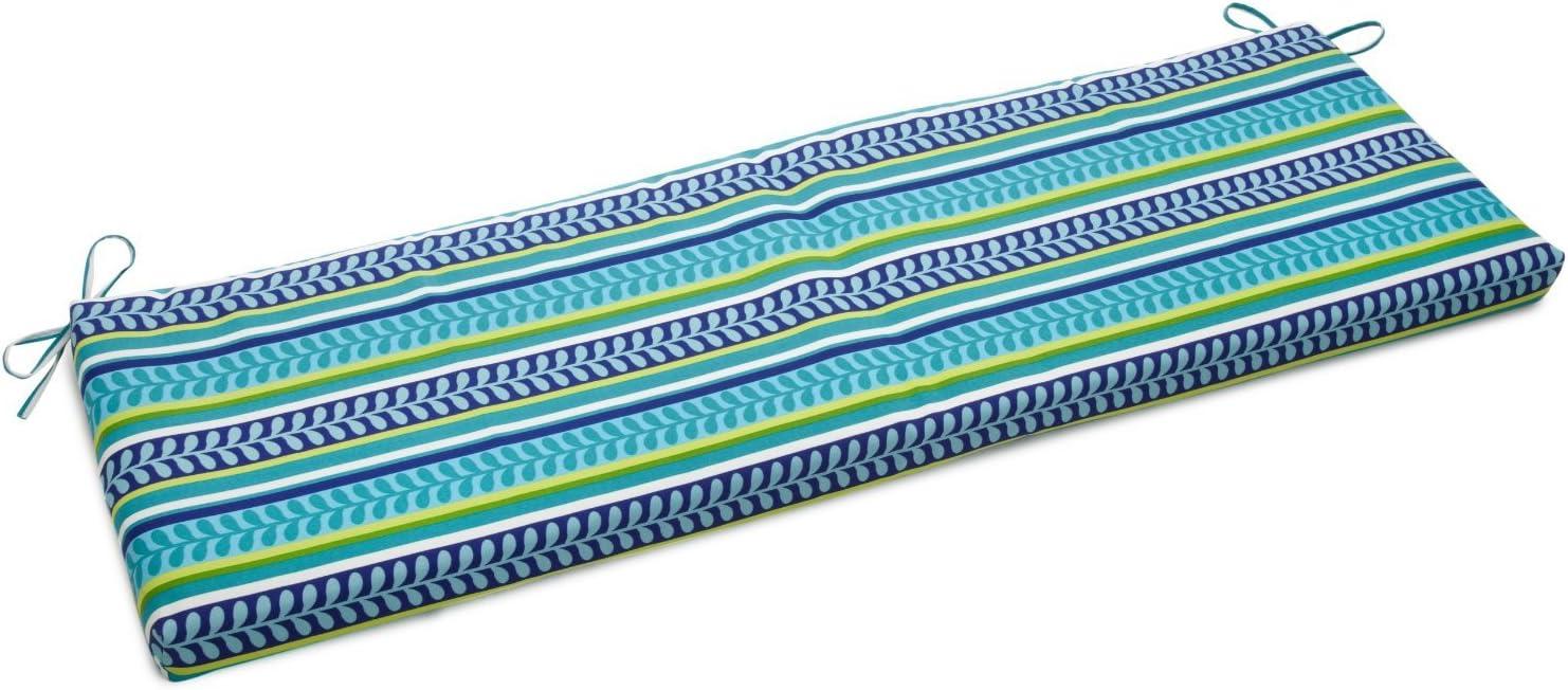 Blazing Needles  63 x 19 in. Patterned Outdoor Spun Polyester Bench Cushion, Pike Azure