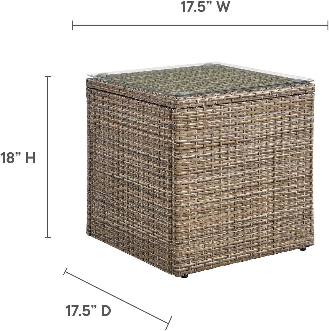 Convene 17.5" Brown Synthetic Rattan Outdoor Side Table