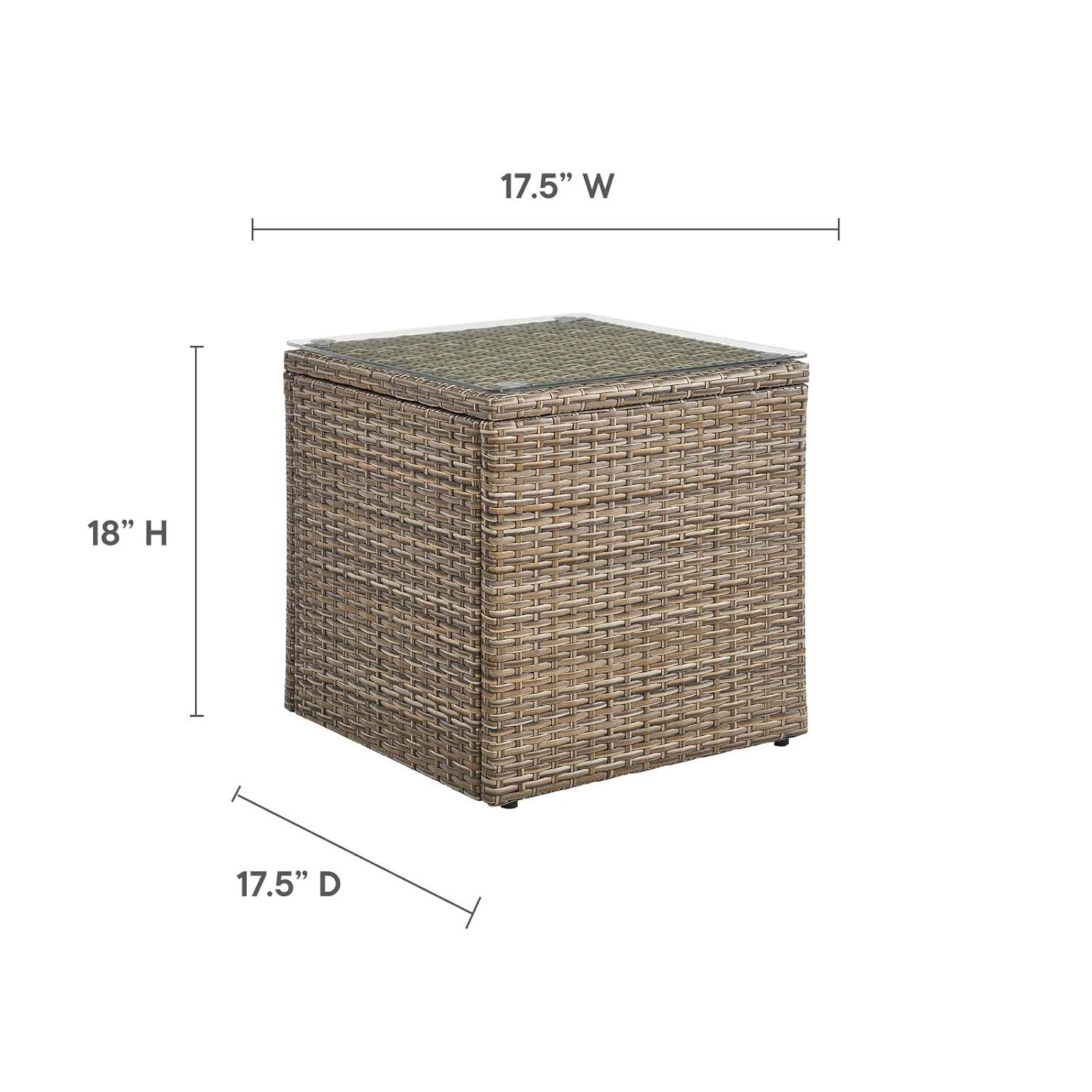 Convene 17.5" Brown Synthetic Rattan Outdoor Side Table