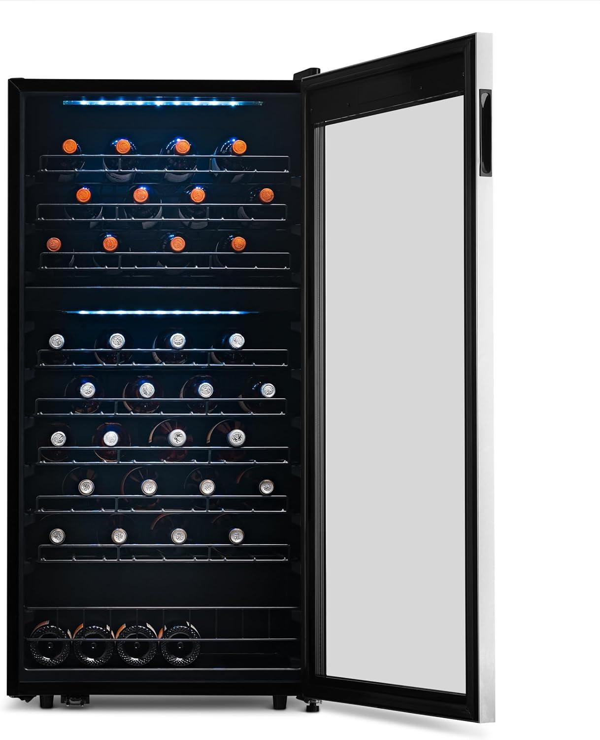 Newair 76 Bottle Dual Zone Freestanding Wine Refrigerator in Stainless Steel