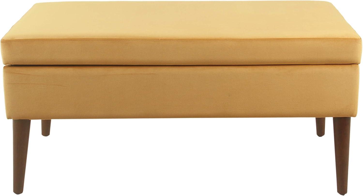 HomePop Home Decor | Upholstered Decorative Storage Ottoman Bench | Ottoman Bench with Storage for Living Room & Bedroom | Decorative Home Furniture, Yellow Velvet