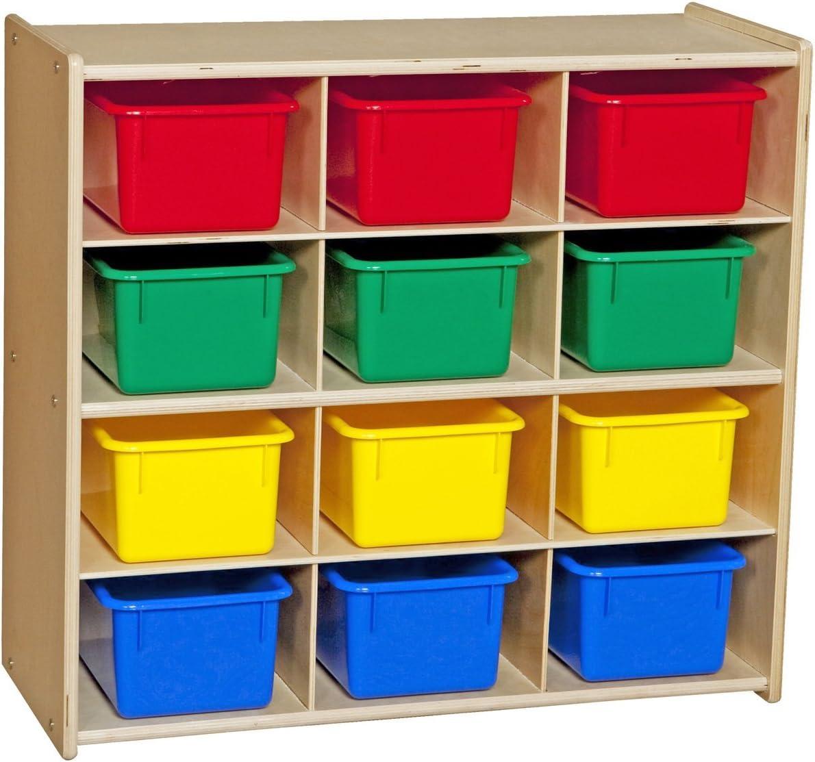 Contender Baltic Birch 12-Cubby Storage Unit w/ Colorful Tubs - RTA