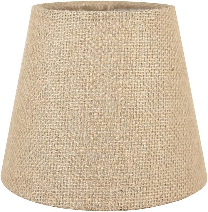 Natural Burlap Clip-On Chandelier Lamp Shades Set of 6