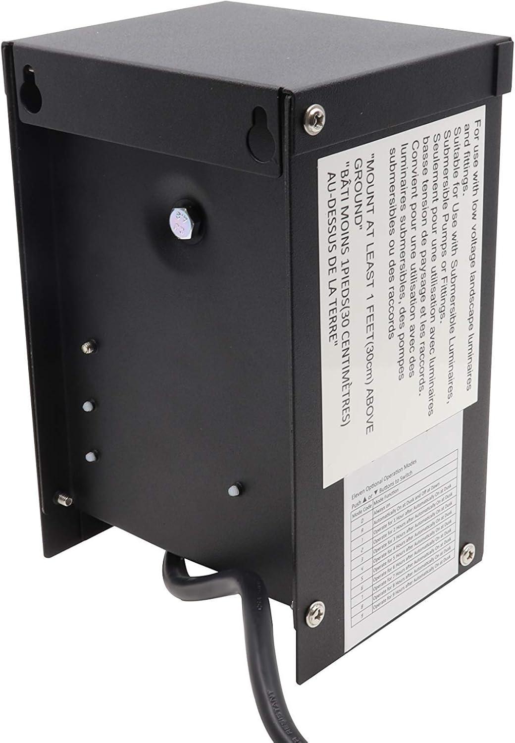 Etl Listed 120w Low Voltage Transformer With Photocell And Timer, 120v Ac To 12v Ac Outdoor Power Pack, Cec Vi Certified