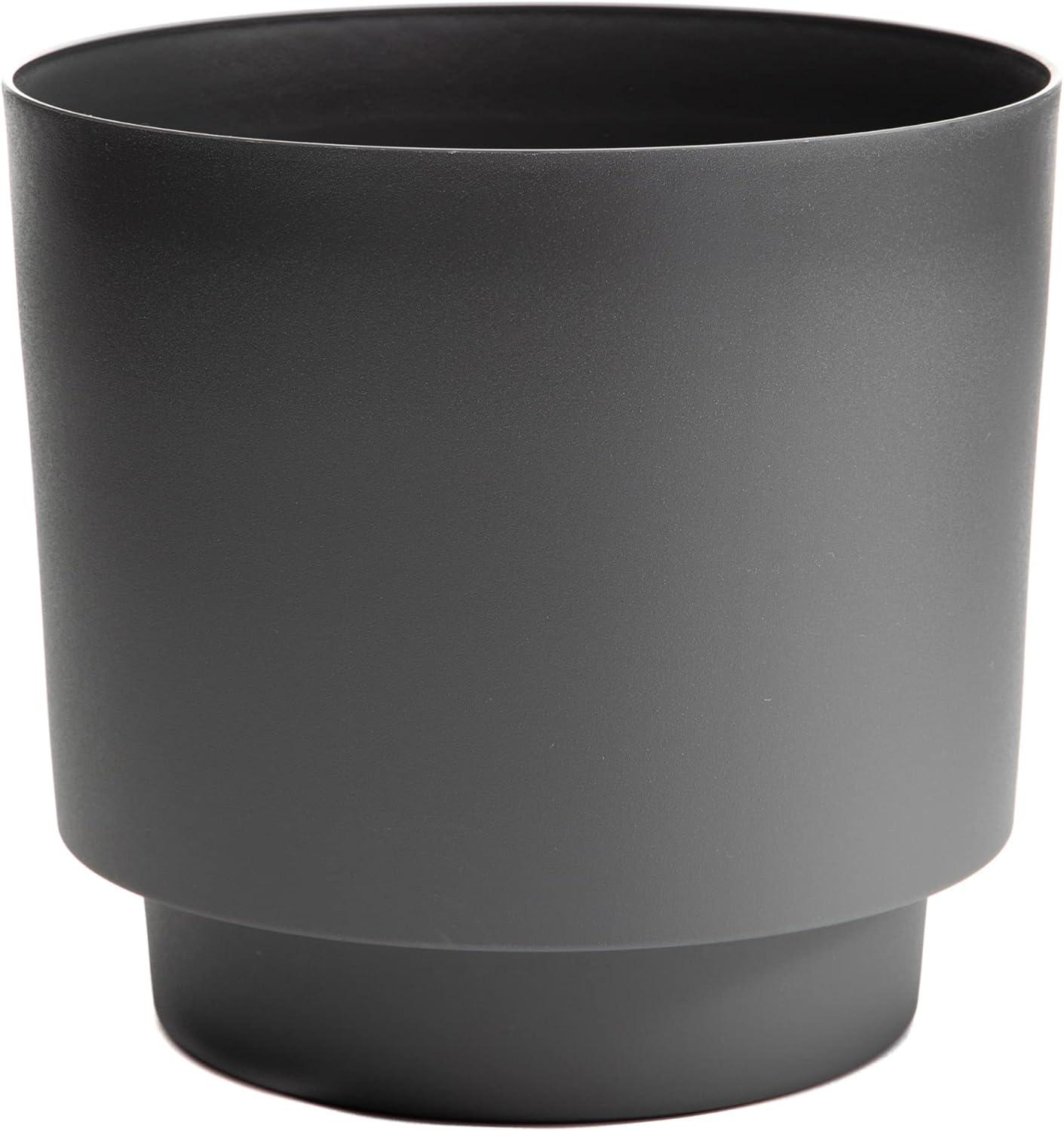 Bloem Hopson 12 in. H X 10 in. D Metal/Plastic Planter Charcoal