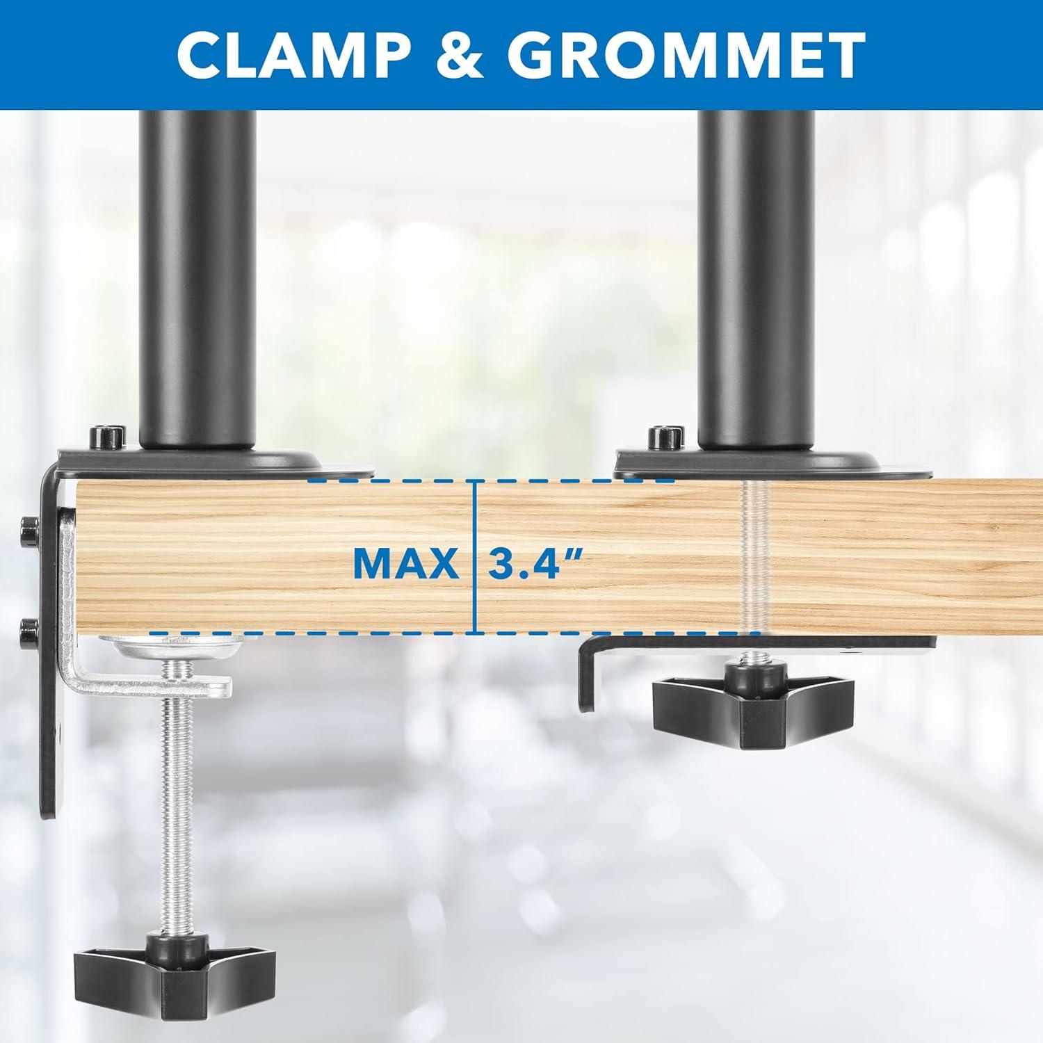 Mount-It! Laptop Desk Mount | Full Motion Laptop Arm with Vented Tray | Clamp and Grommet Base | Laptop Tray Works with Screens Up to 17" Inches