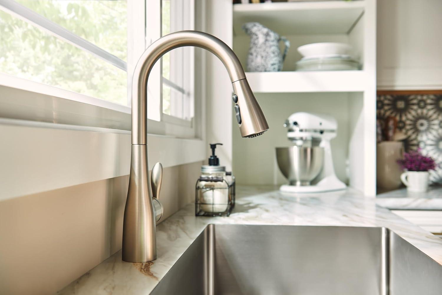 Moen Arbor One Handle Pulldown Kitchen Faucet Featuring Power Boost and Reflex