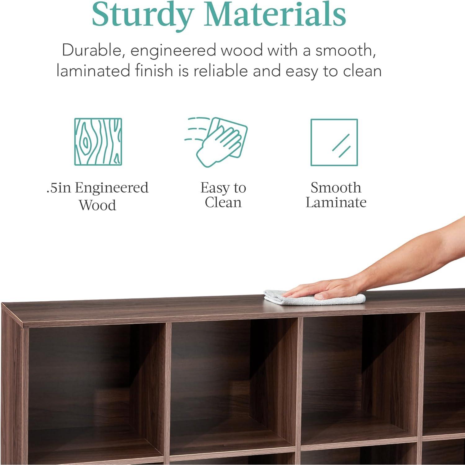 Best Choice Products 8-Cube Bookshelf, 11in Display Storage System, Organizer w/ Removable Back Panels - Walnut