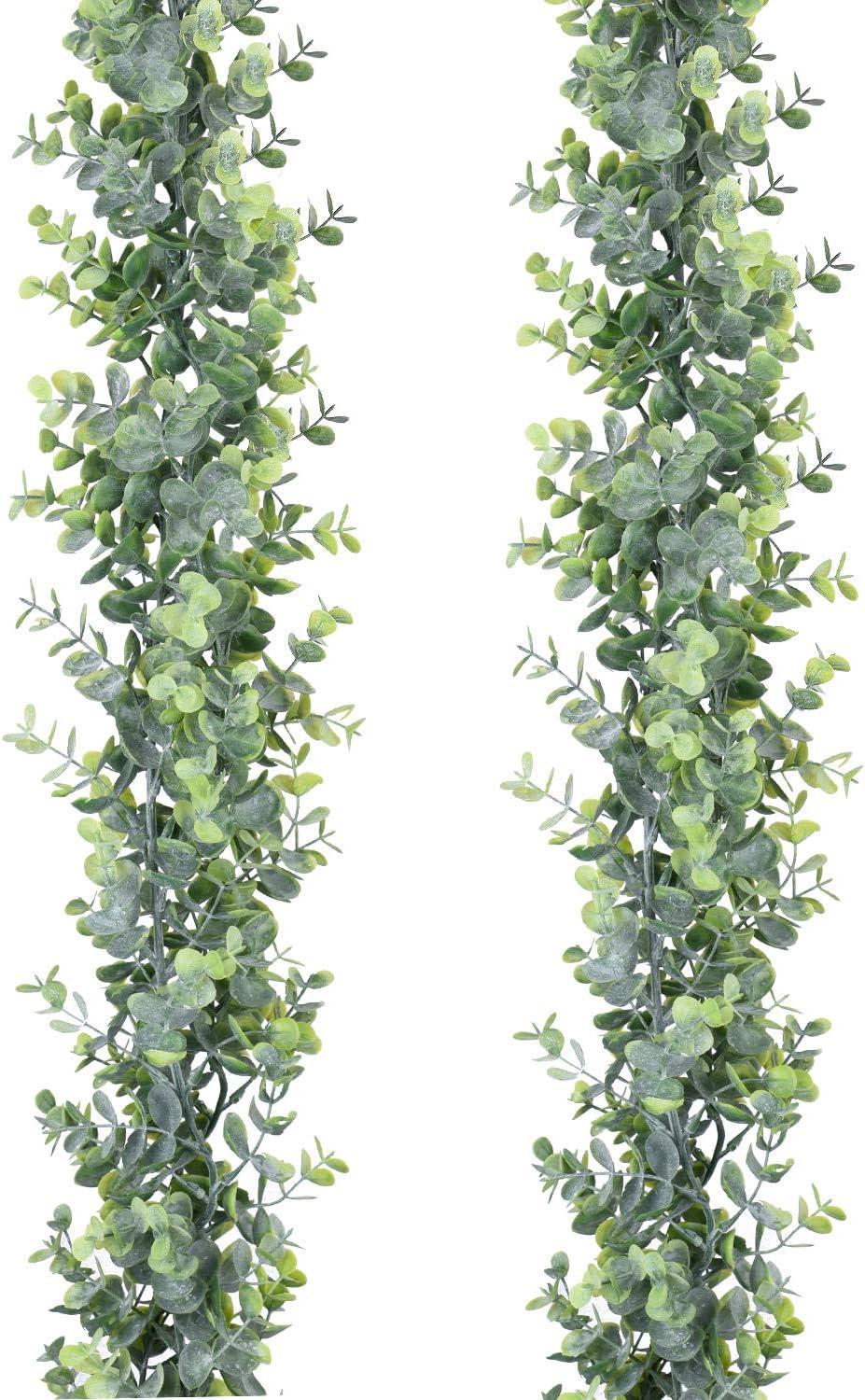 6-Foot Faux Eucalyptus Greenery Garland 2-Pack for Outdoor Decor