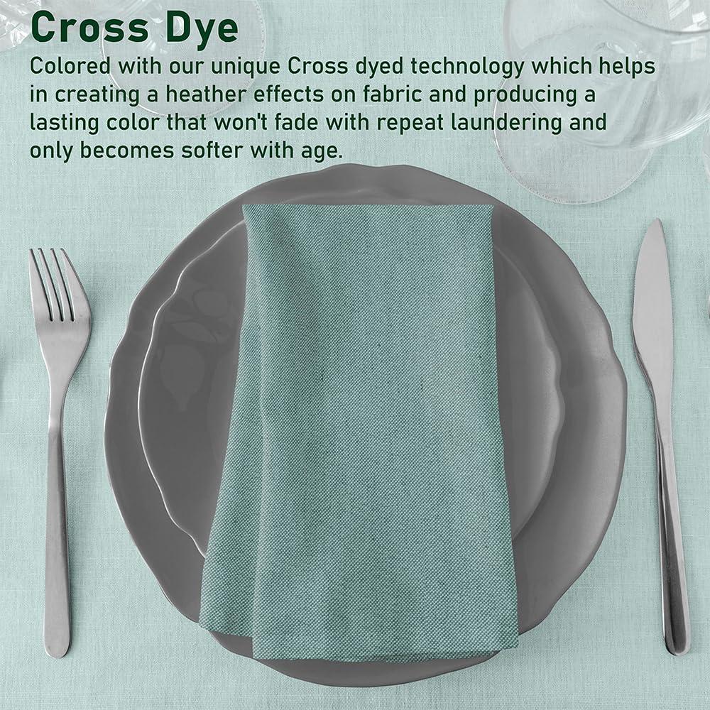 Ruvanti Poly Cotton Square Cloth Napkins Chambray Fabric (Set of 12)