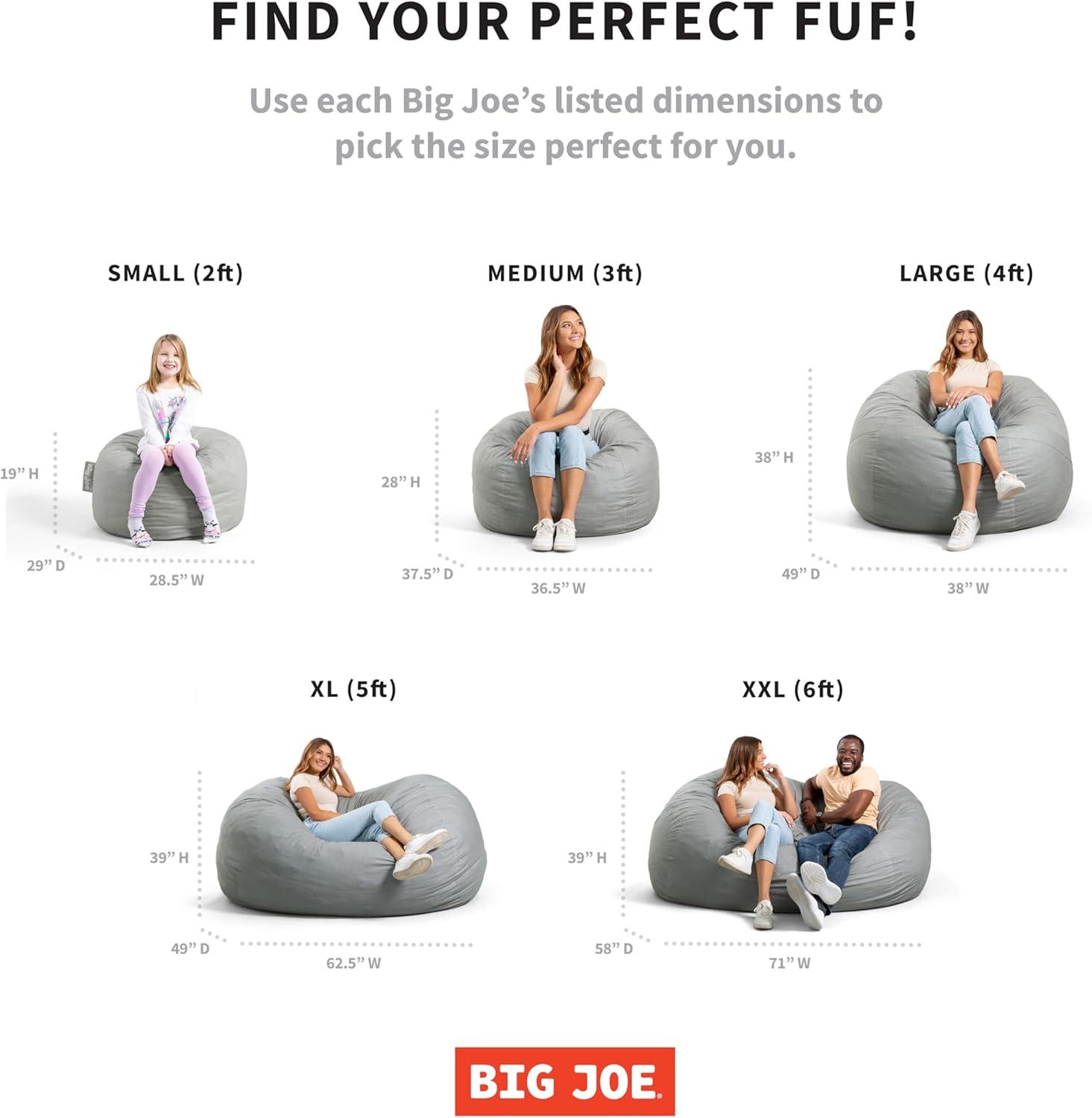 Big Joe Extra Large Memory Foam Bean Bag Sofa with Soft Removable Cover