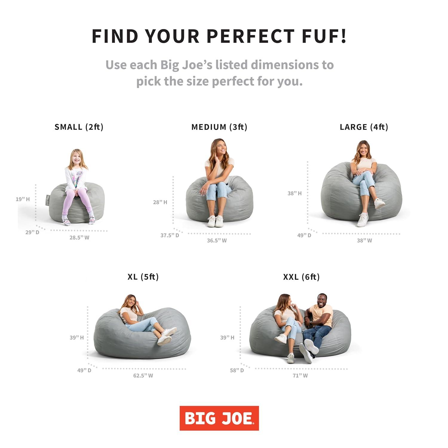 Big Joe Extra Large Memory Foam Bean Bag Sofa with Soft Removable Cover