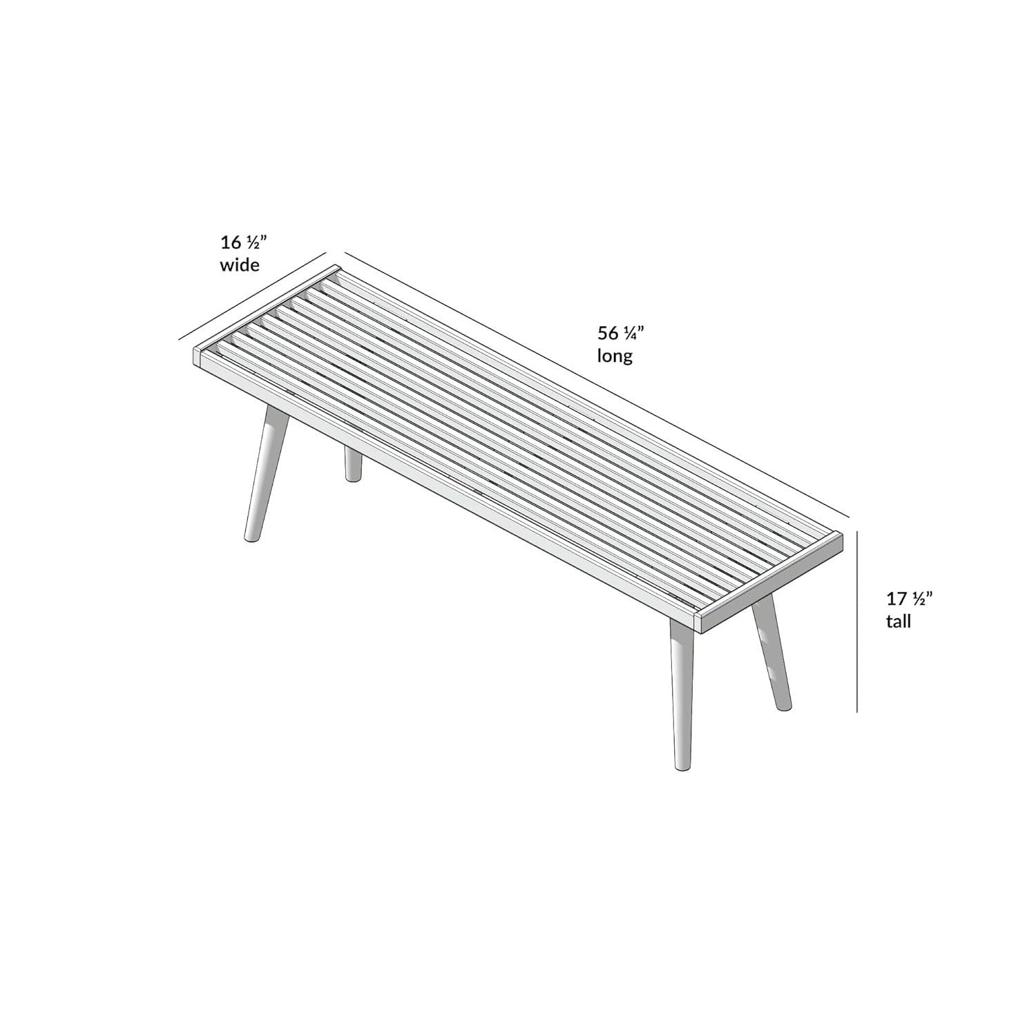 Plank+Beam Entryway Bench, Solid Wood End of Bed Bench for Bedroom, Hallway, Porch, 56.25”