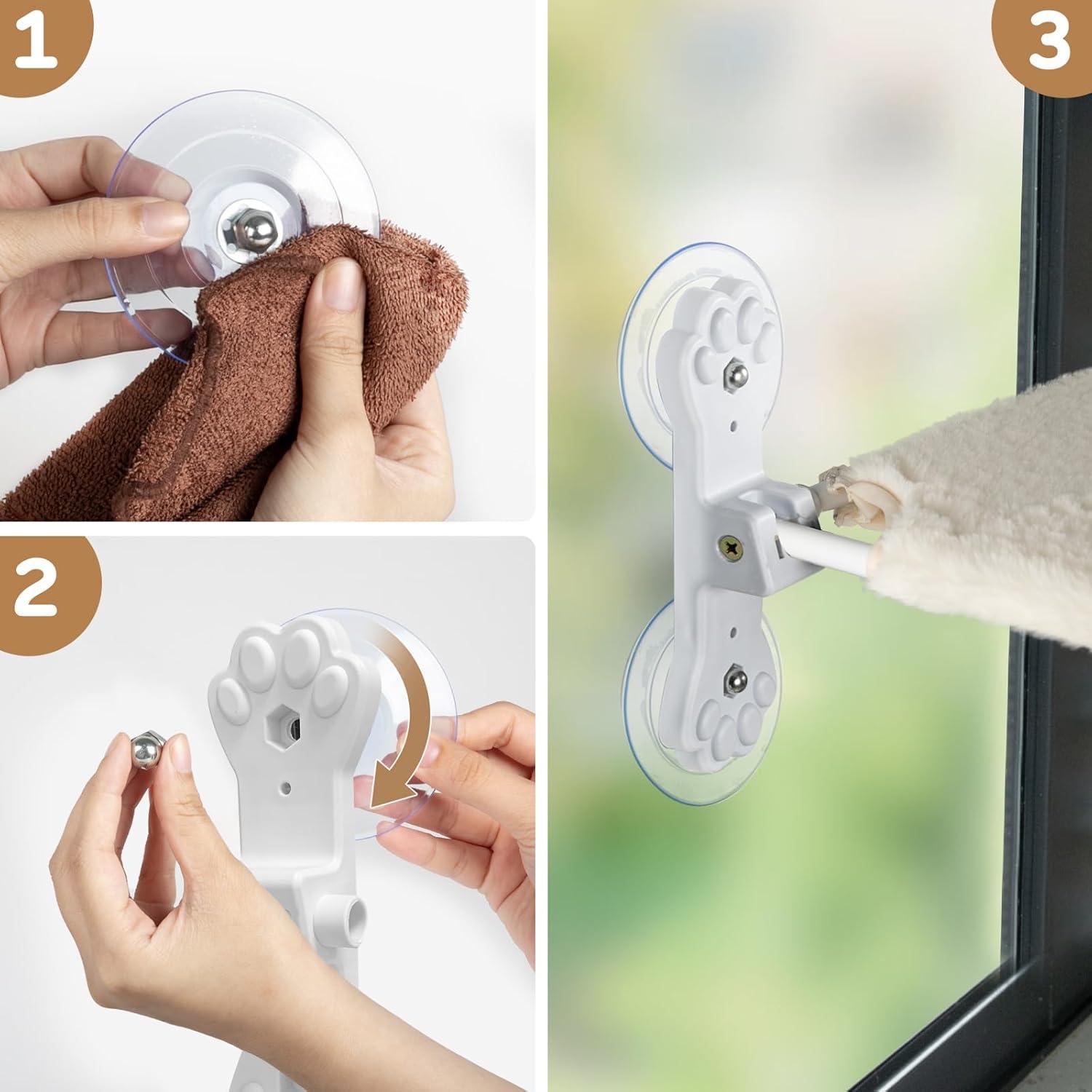 Tucker Murphy Pet™ Foldable Cat Hammock For Window - Cordless, Embeded Machine Washable Padded Bed, Robust Metal Frame - Cat Window Perch For Large Cats And Kittens (White Bolster Bed, Large)