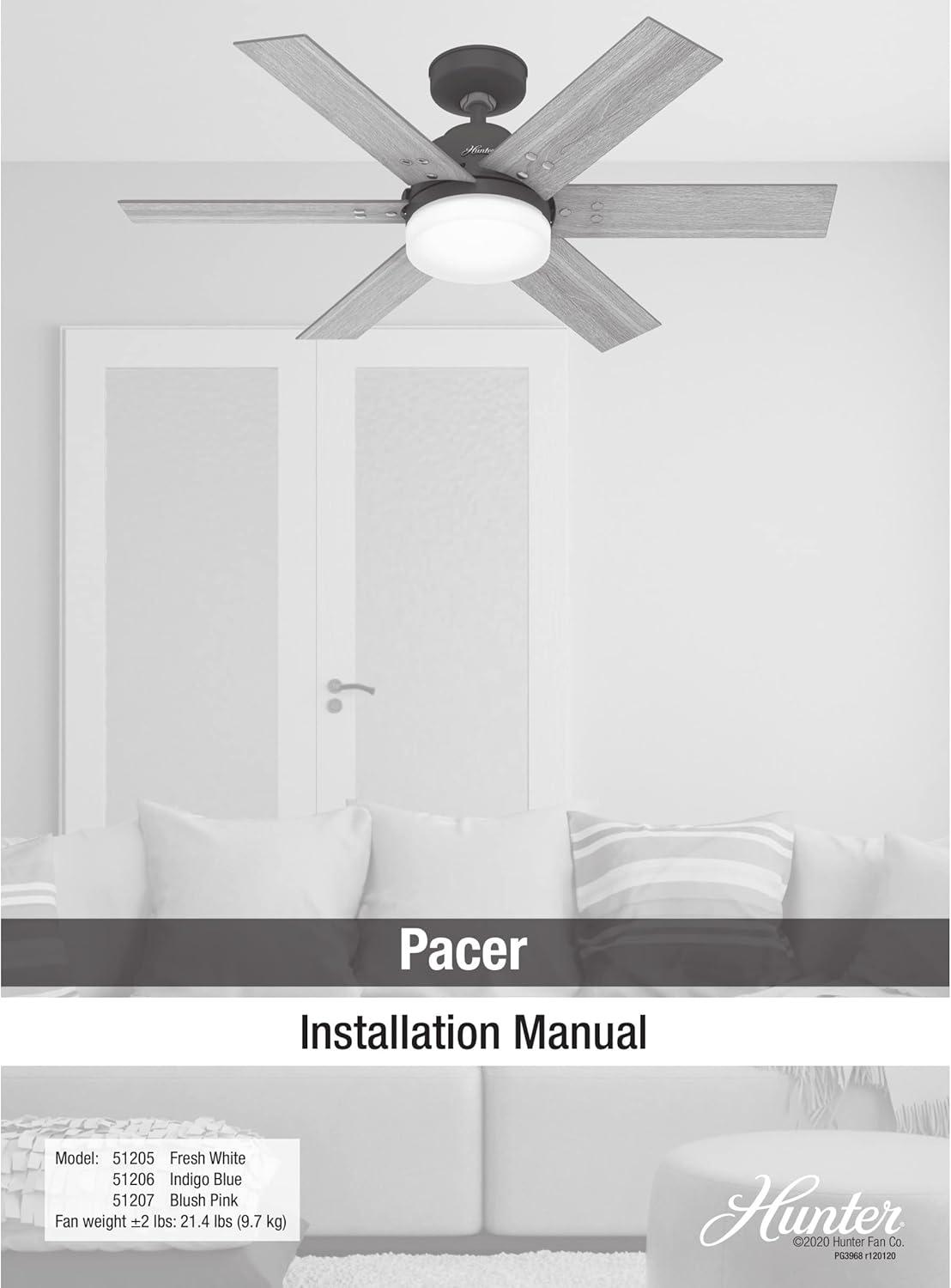 44" Pacer 6 - Blade Ceiling Fan with Lights and Remote