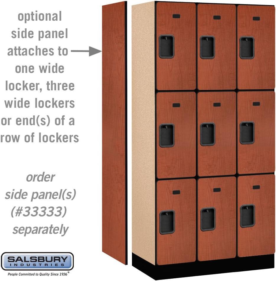 Cherry Three-Tier Lockable Wood Locker with Steel Handles