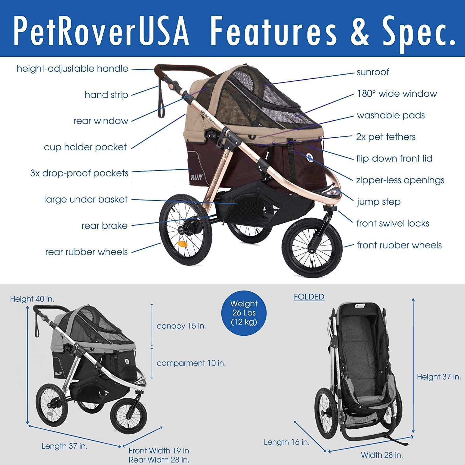 HPZ Pet Rover Run Foldable Pet Jogger Stroller