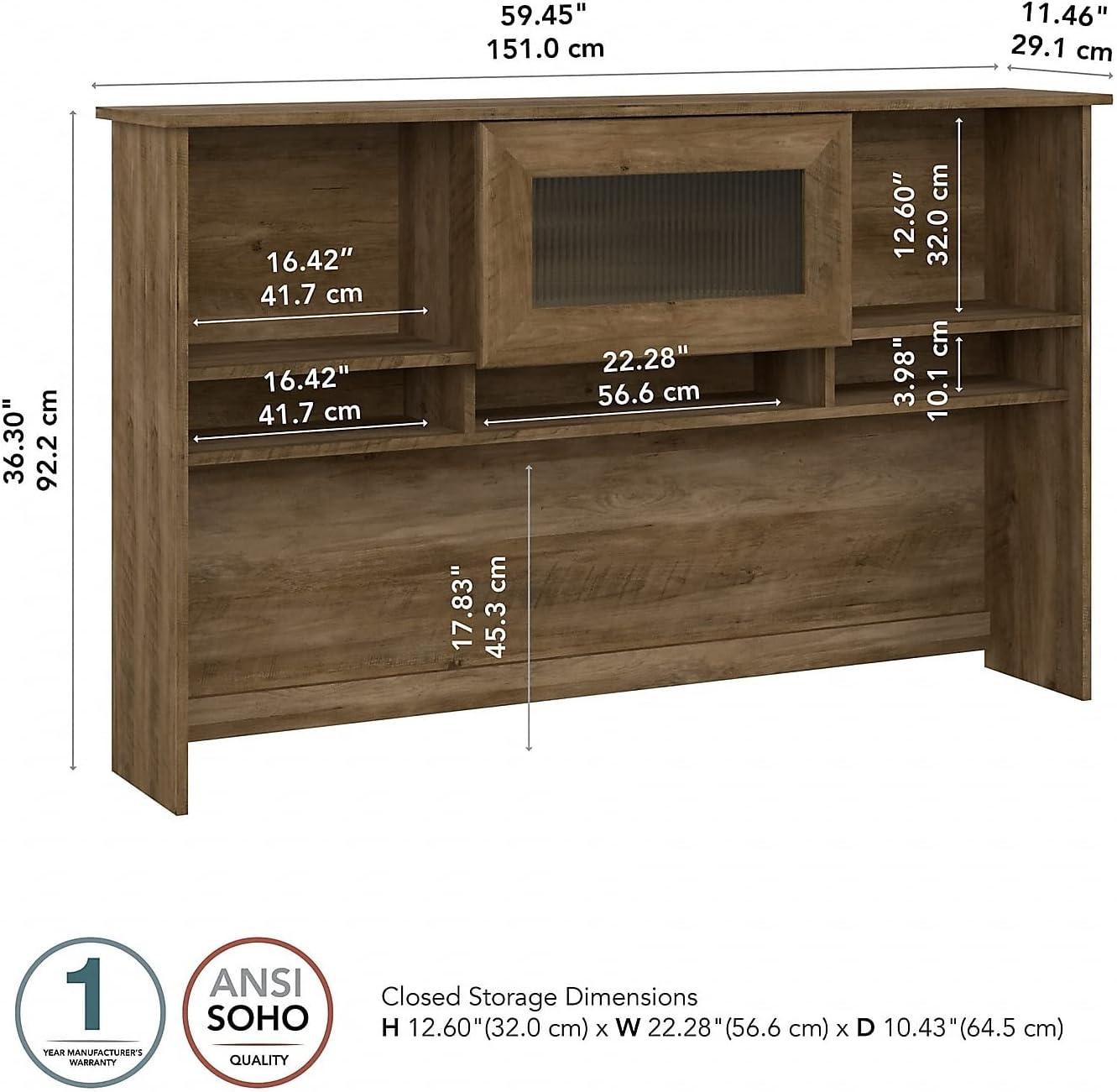 Cabot Modern 60W Hutch with Storage, Fits L Desk or Corner Desk (sold separately) in Reclaimed Pine