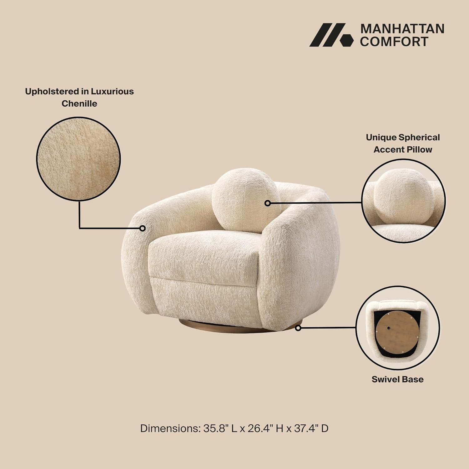 Manhattan Comfort Set of 2 Tribeca Modern Chenille Upholstered Accent Chairs