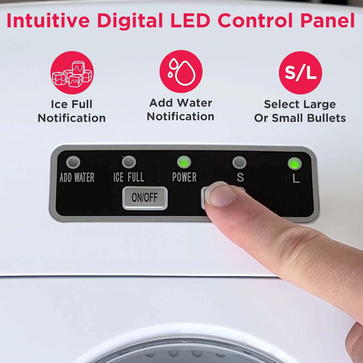 Frigidaire Ice Maker with 26 lbs. Capacity Countertop Stainless Steel Ice Maker with Transparent Window