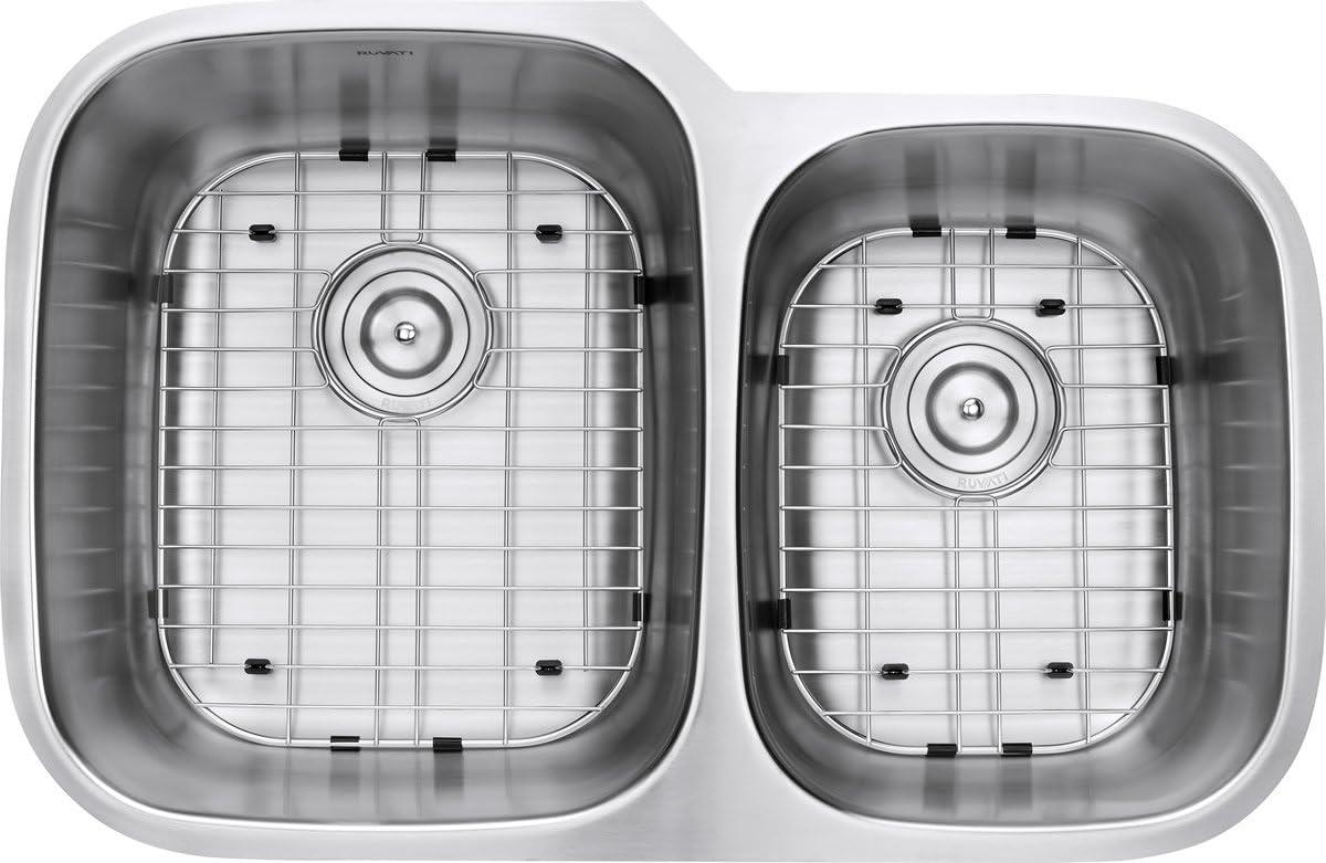 Ruvati 32-inch Undermount 60/40 Double Bowl 16 Gauge Stainless Steel Kitchen Sink