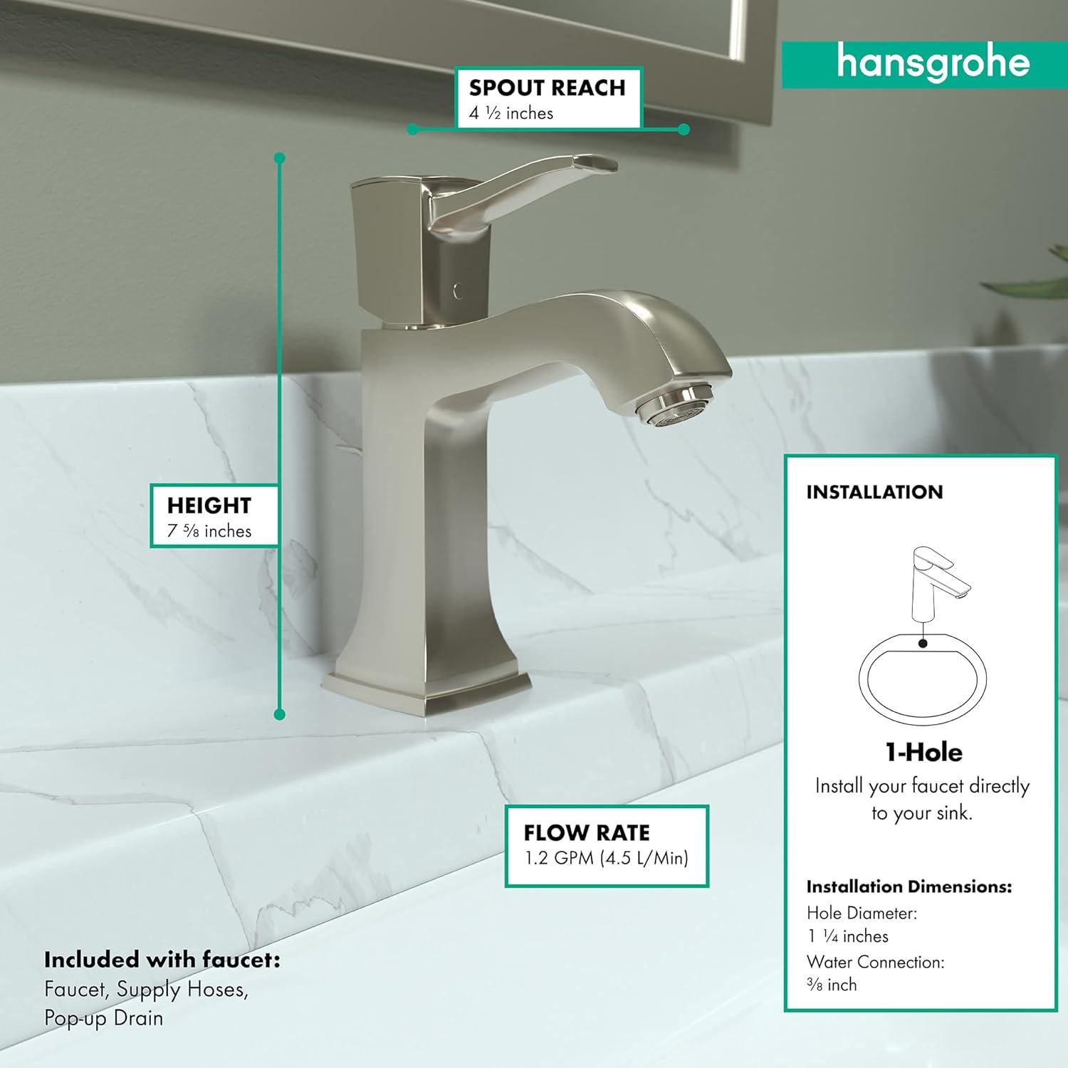 Hansgrohe Metropol Classic Single-Hole Faucet 110 with Drain Assembly, 1.2 GPM