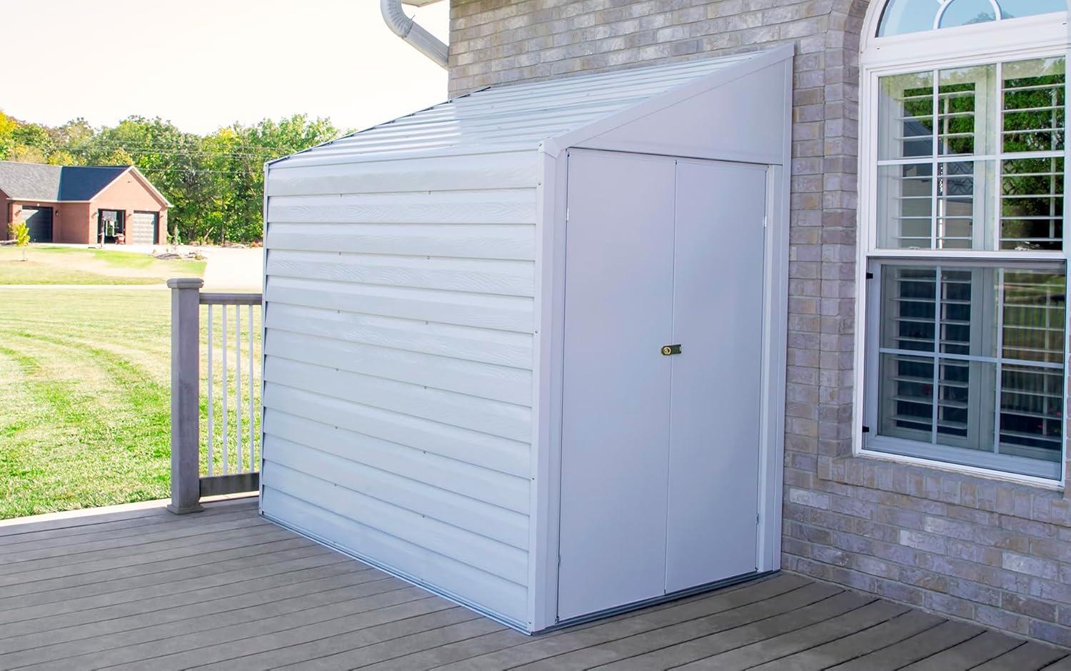 Yardsaver® 4 x 10 ft Steel Storage Shed Pent Roof Eggshell