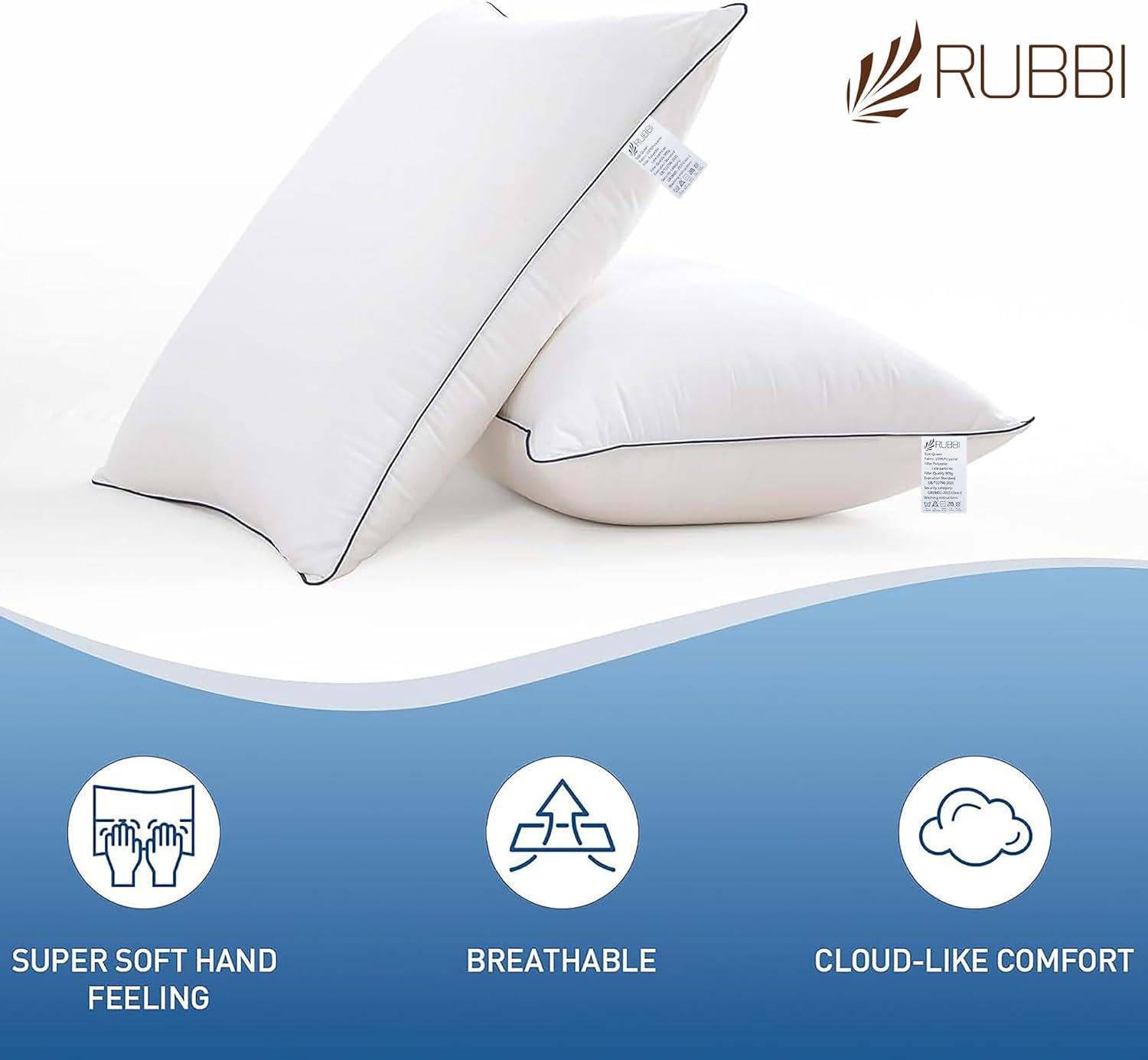 Queen Size White Microfiber Plush Bed Pillows Set