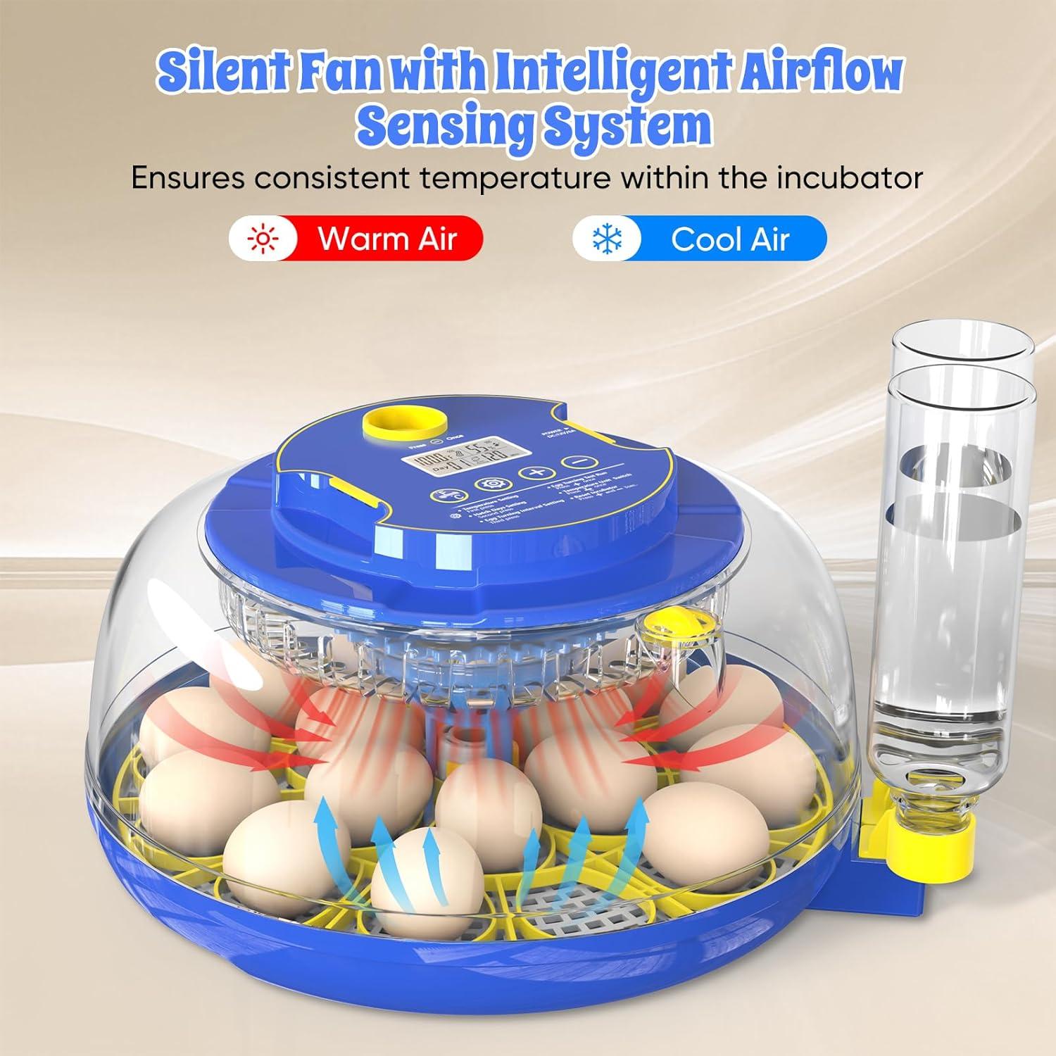18 Egg Incubators for Hatching Eggs,Egg Incubator with Precise Humidity & Temperature Control,Incubators for Auto Egg Turning,Auto Water Add,Egg Candler,Applicable to Chicken,Goose,Duck,Quail