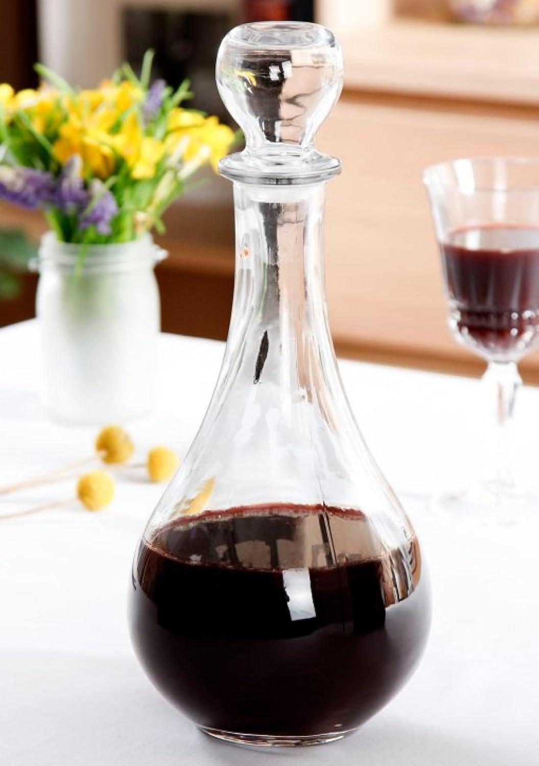 Elegant Clear Glass Teardrop Wine Decanter with Cap