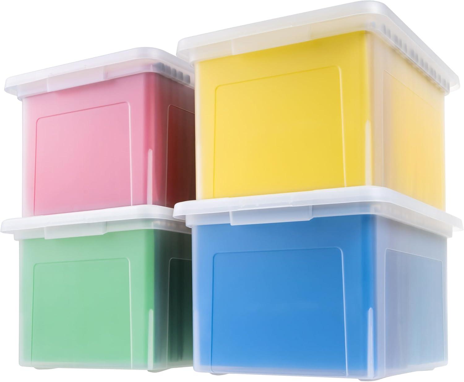 Clear Plastic Stackable File Organizer Box Set