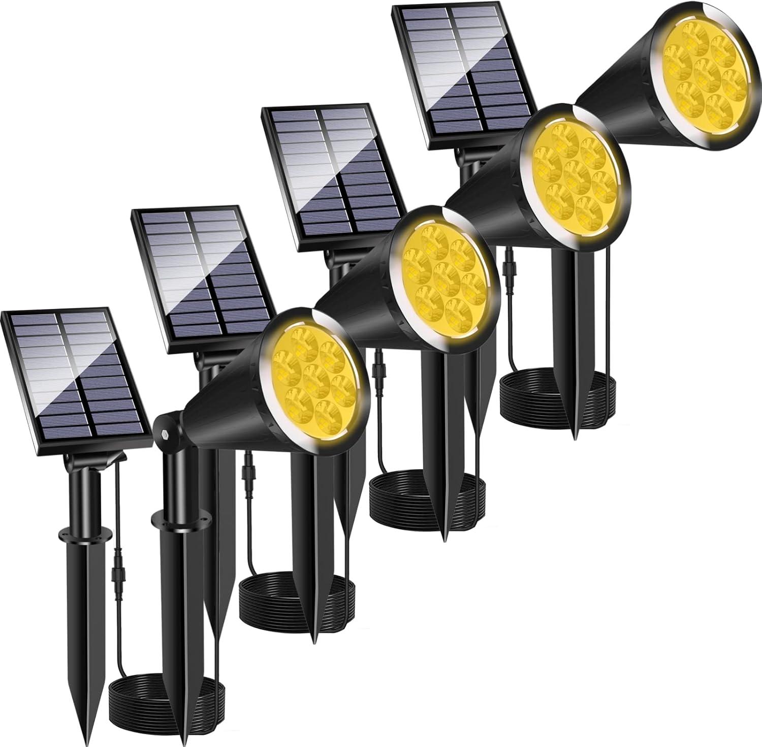 Nekteck Black Solar LED Landscape Spotlights, 4 Pack