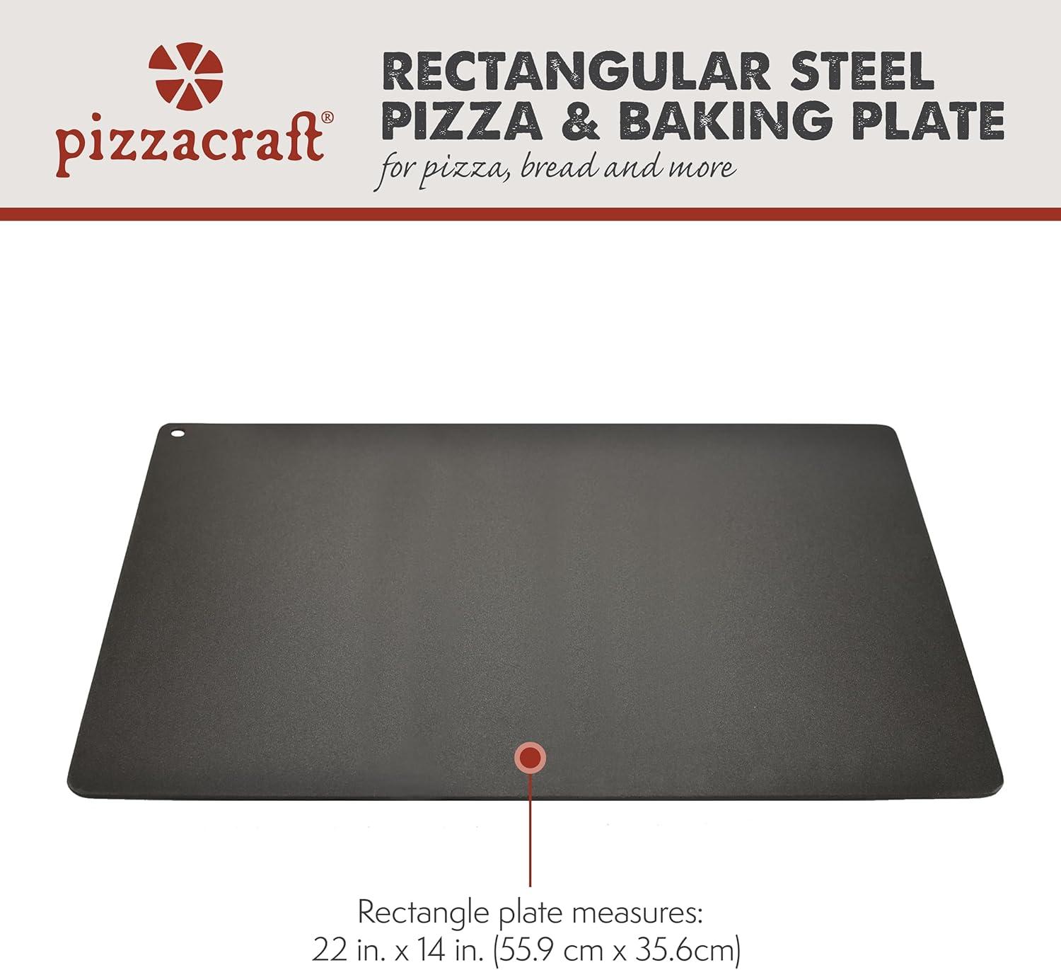 Pizzacraft PC0313 Crispy Crust Pizza Rectangular Steel Oven Baking Plate, 22 x 14 inches