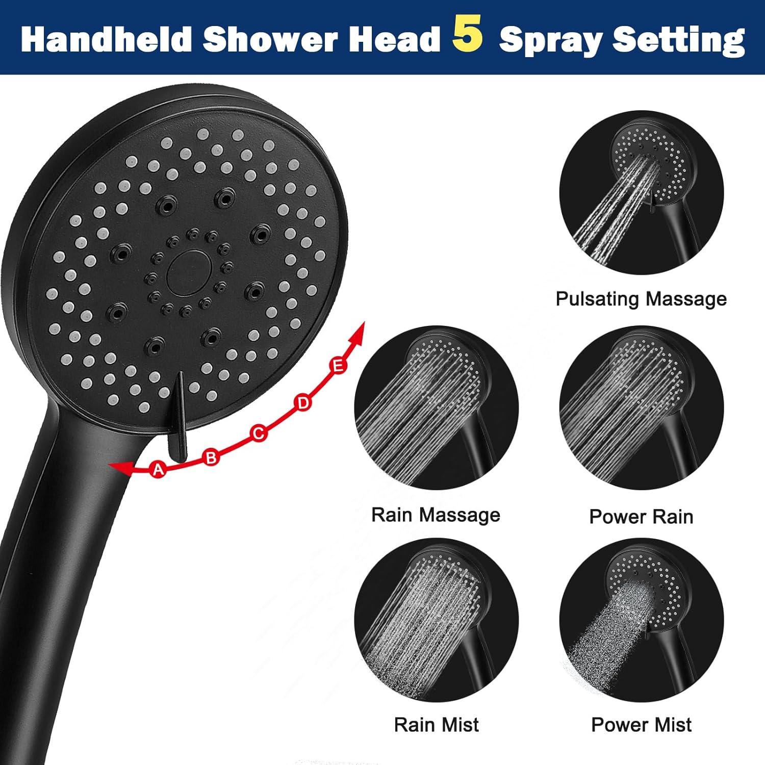 Matte Black 8" Rain Shower Head with Handheld Filter Combo