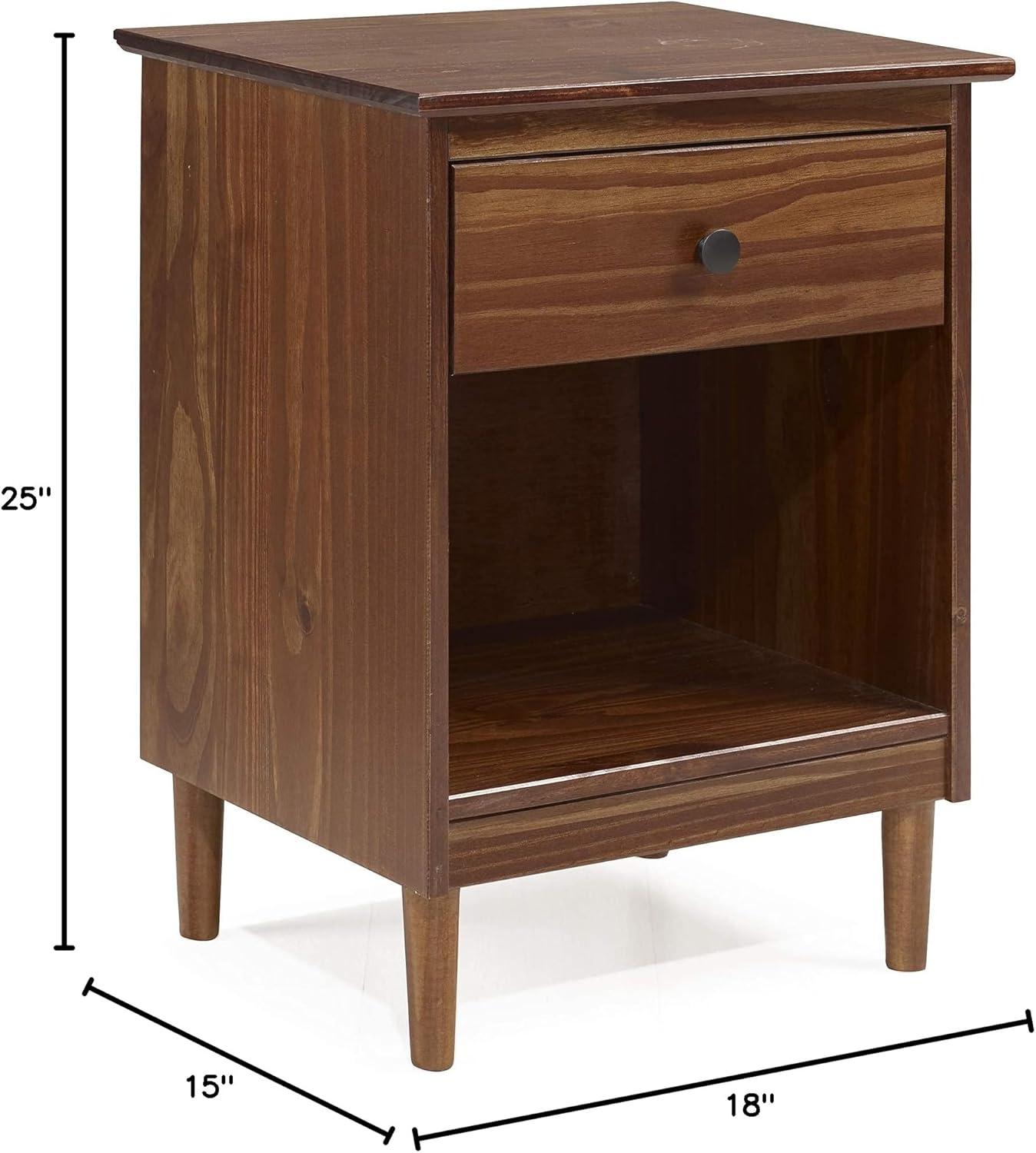 Walker Edison 1 Drawer Solid Wood Nightstand in Walnut