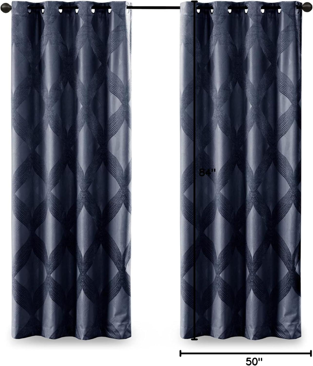 Madison Park Bentley Ogee Knitted Jacquard Geometric Total Blackout Single Curtain Panel