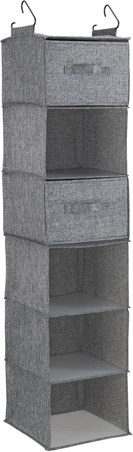 Household Essentials 6 Shelf Hanging Organizer Graphite Linen: Closet Hanging Storage, Fixed Shelves, Gray, 48" Height