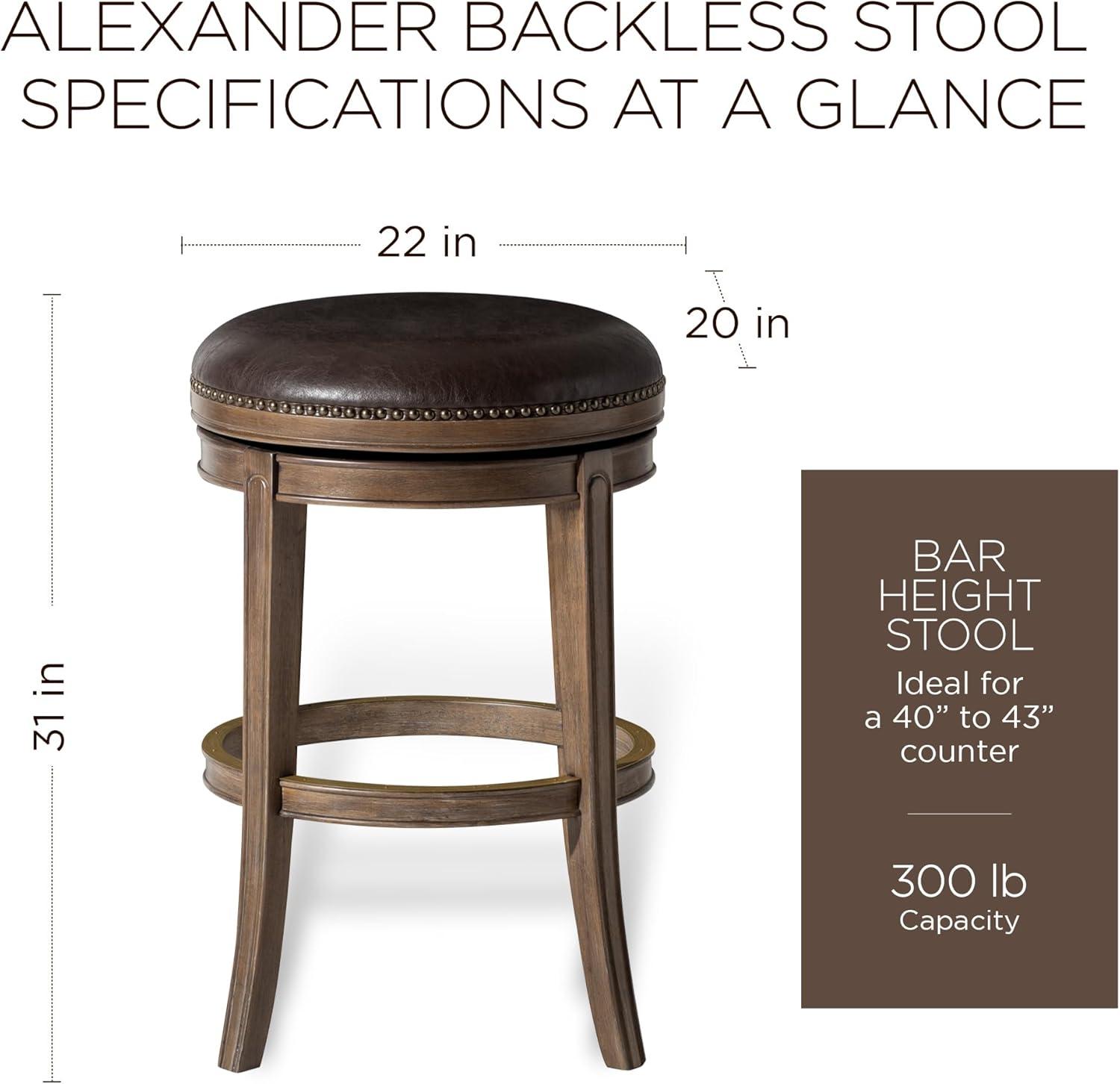 Maven Lane Alexander Backless Counter Stool with Vegan Leather Upholstery