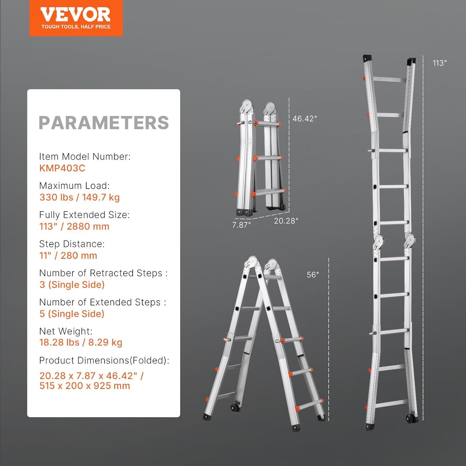Compact Aluminum Telescopic A-Frame Ladder with Wheels