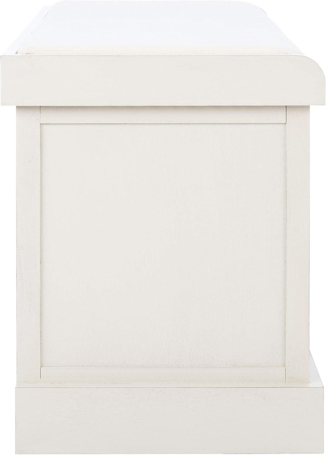 Landers 2 Drawer/Cushion Storage Bench - Distressed White - Safavieh