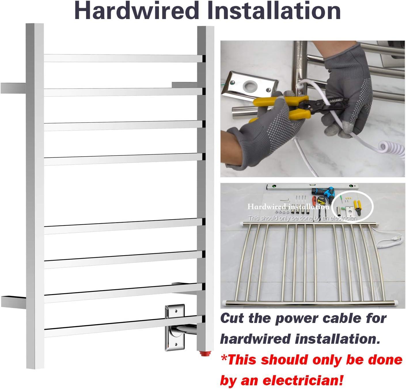 HEATGENE Towel Warmer, Heated Towel Warmer Rack, Wall-Mounted Hardwired/Plug-in Electric Towel Warmers for Bathroom, Hot Towel Rails - Brushed