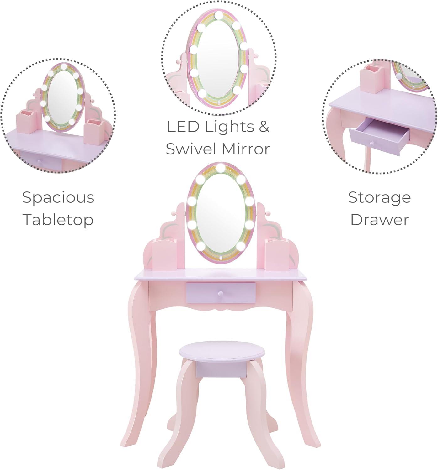 Teamson Kids Little Princess Rapunzel Vanity With LED Mirror